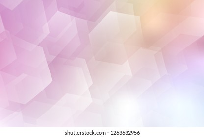 Light Pink, Yellow vector layout with hexagonal shapes. Colorful hexagons on white backdrop. Pattern for ads, leaflets.