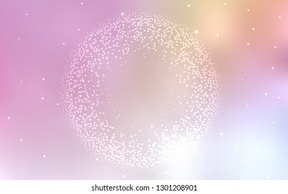 Light Pink, Yellow vector layout with cosmic stars. Space stars on blurred abstract background with gradient. Pattern for astronomy websites.