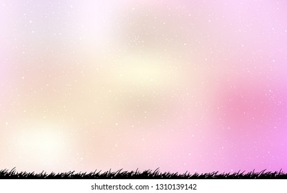 Light Pink, Yellow vector layout with cosmic stars. Shining illustration with sky stars on abstract template. Best design for your ad, poster, banner.