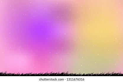 Light Pink, Yellow vector layout with cosmic stars. Shining illustration with sky stars on abstract template. Pattern for astronomy websites.