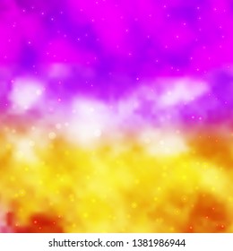 Light Pink, Yellow vector layout with bright stars. Shining colorful illustration with small and big stars. Pattern for new year ad, booklets.