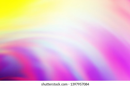 Light Pink, Yellow vector layout with curved lines. Glitter abstract illustration with wry lines. Abstract style for your business design.