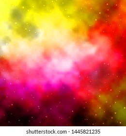 Light Pink, Yellow vector layout with bright stars. Colorful illustration in abstract style with gradient stars. Theme for cell phones.