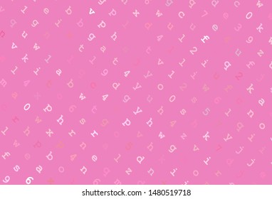 Light Pink, Yellow vector layout with latin alphabet. Blurred design in simple style with signs of alphabet. Template for lettering, typography.