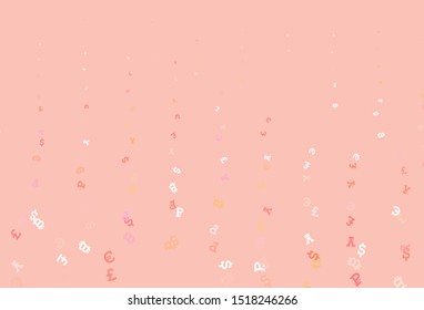 Light Pink, Yellow vector layout with banking symbols. Blurred design in simple style with symbols of currency. Pattern for trader ads, booklets, leaflets.