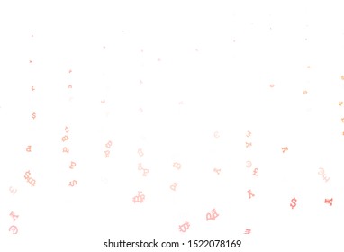 Light Pink, Yellow vector layout with banking symbols. Blurred design in simple style with symbols of currency. Pattern for trader ads, booklets, leaflets.