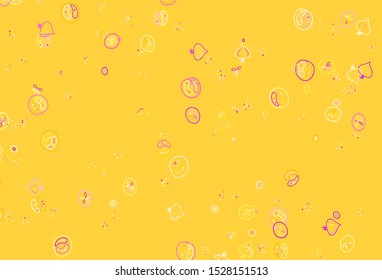 Light Pink, Yellow vector layout with restaurant food. Glitter abstract sketch with gourmet food. Doodle design for your business advert of cafes.