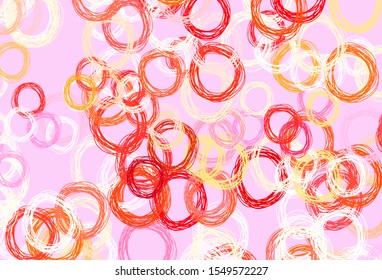 Light Pink, Yellow vector layout with circle shapes. Blurred bubbles on abstract background with colorful gradient. New template for your brand book.