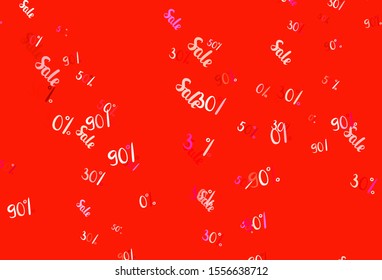 Light Pink, Yellow vector layout with discount of 30, 50, 90%. Colorful set of  percentage signs in simple style. Template for season sales, shopping ads.
