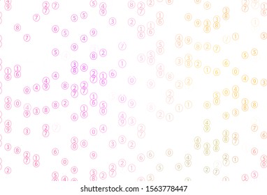 Light Pink, Yellow vector layout with algebra elements. Blurred design in simple style with collection of numerals. Best design a poster, banner of a math college.