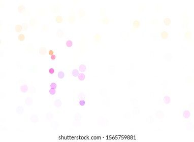 Light Pink, Yellow vector layout with bright snowflakes. Shining colorful illustration with snow on abstract template. Pattern for new year leaflets.