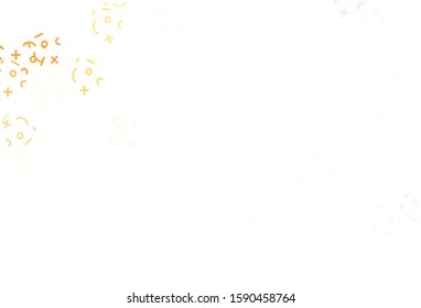 Light Pink, Yellow vector layout with algebra elements. Modern geometrical illustration with numerals. Template for landing page of typography.