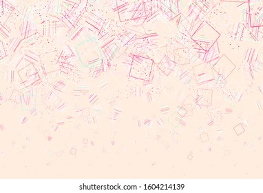 Light Pink, Yellow vector layout with circles, lines, rectangles. Abstract gradient illustration with circles, triangles, cubes. Modern template for landing page.