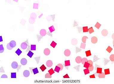 Light Pink, Yellow vector layout with circles, lines, rectangles. Abstract illustration with colorful dots, lines, cubes. Modern template for landing page.