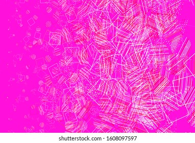 Light Pink, Yellow vector layout with circles, lines, rectangles. Decorative design in abstract style with lines, dots, cubes. Template for wallpapers.