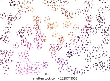 Light Pink, Yellow vector layout with algebra elements. Abstract illustration with colored algebra signs. Pattern for posters, banners of math books.