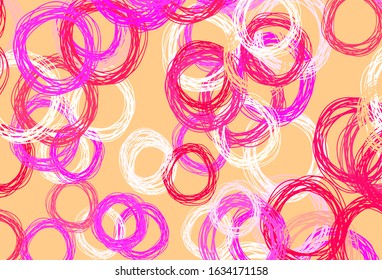 Light Pink, Yellow vector layout with circle shapes. Abstract illustration with colored bubbles in nature style. Pattern for futuristic ad, booklets.