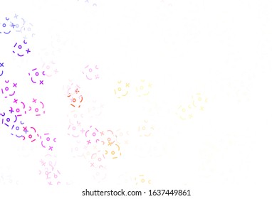 Light Pink, Yellow vector layout with algebra elements. Illustration with Numeral symbols on abstract template. Template for landing page of typography.