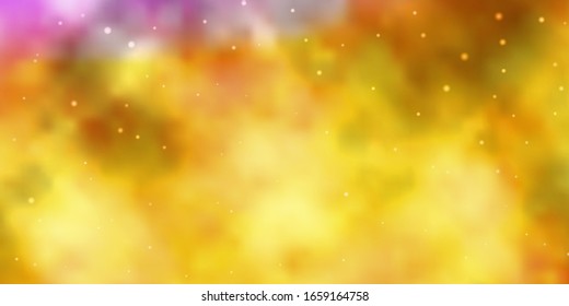Hellrosa, gelbe Vektorillustration mit hellen Sternen. Farbige Illustration mit abstrakten Farbverlauf-Sternen. Design für Ihre Unternehmenswerbung.