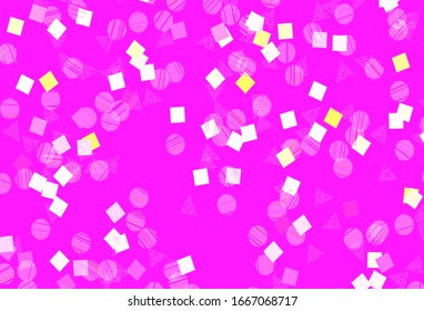 Light Pink, Yellow vector layout with circles, lines, rectangles. Abstract illustration with colorful dots, lines, cubes. Best design for poster, banner.