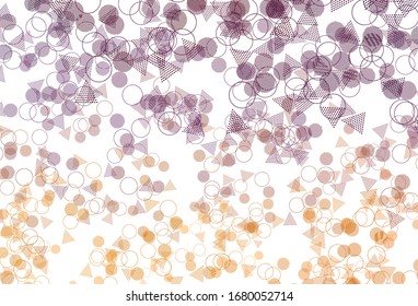 Light Pink, Yellow vector layout with circles, lines. Glitter abstract illustration with spheres, triangular lines. Template for wallpapers.