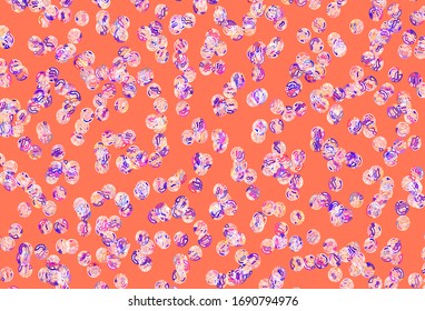Light Pink, Yellow vector layout with circle shapes. Blurred bubbles on abstract background with colorful gradient. Pattern for futuristic ad, booklets.