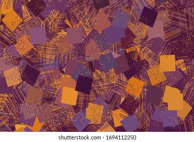 Diseño vectorial amarillo rosa claro con círculos, líneas, rectángulos. Ilustración abstracta con puntos coloridos, líneas, cubos. Diseño inteligente para sus anuncios.