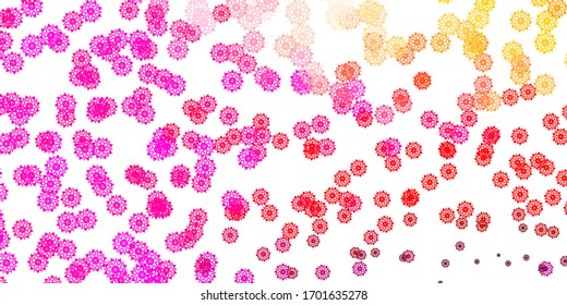 Light Pink, Yellow vector layout with beautiful snowflakes. Abstract gradient colorful snowflakes and snow elements. Xmas design for business.