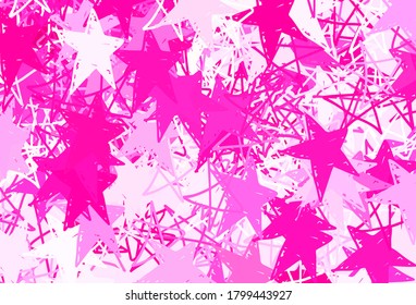 Light Pink, Yellow vector layout with bright stars. Shining colored illustration with stars. Pattern for futuristic ad, booklets.