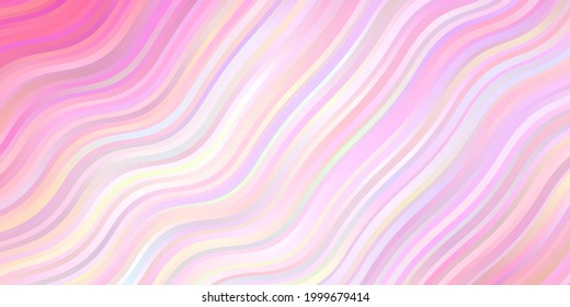 Diseño vectorial amarillo rosa claro con curvas. Ilustración brillante con arcos circulares gradientes. Plantilla para teléfonos móviles.
