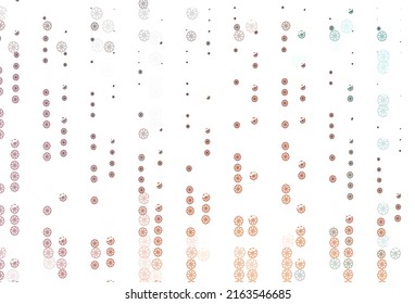 Diseño vectorial amarillo rosa claro con copos de nieve brillantes. Ilustración abstracta geométrica moderna con cristales de hielo. El patrón se puede usar para año nuevos sitios web.