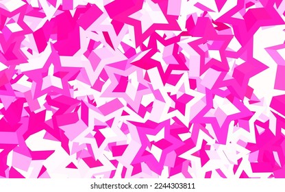 Light Pink, Yellow vector layout with bright stars. Stars on blurred abstract background with gradient. Template for cosmic backgrounds.