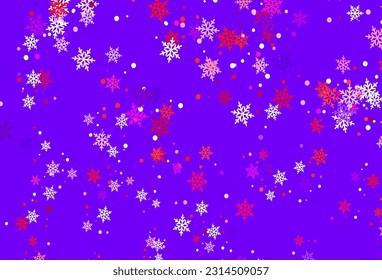 Diseño vectorial amarillo rosa claro con copos de nieve brillantes. Copos de nieve coloridos con gradiente sobre fondo abstracto. Diseño de año nuevo para publicidad de negocios.
