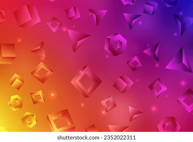 Light Pink, Yellow vector layout with rectangles, triangles. Illustration with set of colorful triangles, squares. Best smart design for your business.