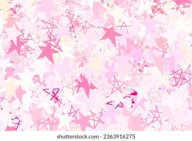 Light Pink, Yellow vector layout with bright stars. Glitter abstract illustration with colored stars. Smart design for your business advert.