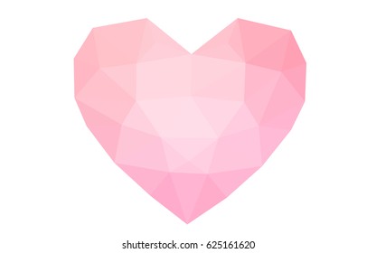 Light Pink, Yellow vector love background with heart. Paper note. Valentine's greeting polygonal card. Triangular illustration for your business. Stock template for your design.
