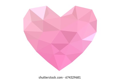 Light Pink, Yellow vector love background with heart. Paper note. Valentine's greeting polygonal card. Triangular illustration for your business. Stock template for your design.
