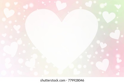 Light Pink, Yellow vector love background with heart. Paper note. Valentine's greeting polygonal card. Triangular illustration for your business. Stock template for your design.