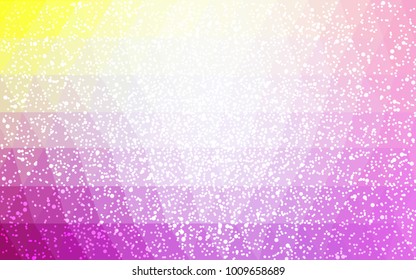 Light Pink, Yellow vector low poly crystal background with snowflakes. Polygon christmas design pattern . Low poly illustration of New Year celebration.