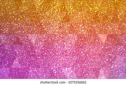 Light Pink, Yellow vector low poly crystal background with snowflakes. Polygon christmas design pattern . Low poly illustration of New Year celebration.