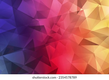 Pink claro, vector amarillo bajo fondo de polo. Muestra geométrica triangular con gradiente.  Diseño poligonal para su sitio web.