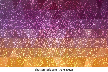 Light Pink, Yellow vector low poly crystal background with snowflakes. Polygon christmas design pattern . Low poly illustration of New Year celebration.