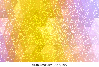 Light Pink, Yellow vector low poly crystal background with snowflakes. Polygon christmas design pattern . Low poly illustration of New Year celebration.