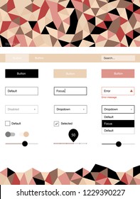 Light Pink, Yellow vector Material Design Kit with lines. Decorative ui kit design in abstract style with colorful crystals. This template you can use for landing pages.