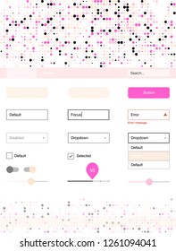 Light Pink, Yellow vector Material Design Kit with dots. Beautiful ui ux kit with colorful dots in its header. This sample is for your landing page.