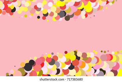 Light Pink, Yellow vector modern geometrical circle abstract background. Dotted texture template. Geometric pattern in halftone style with gradient. 