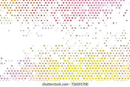 Light Pink, Yellow vector modern geometrical circle abstract background. Dotted texture template. Geometric pattern in halftone style with gradient. 