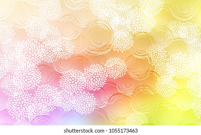 Light Pink, Yellow vector natural abstract template. Sketchy doodles with flowers on blurred background. The doodle design can be used for your web site.