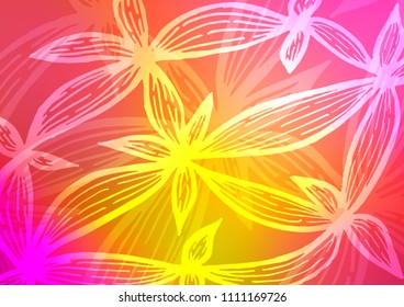 Light Pink, Yellow vector natural elegant pattern. Shining colored illustration with doodles in Zen tangle style. Brand-new design for your business.