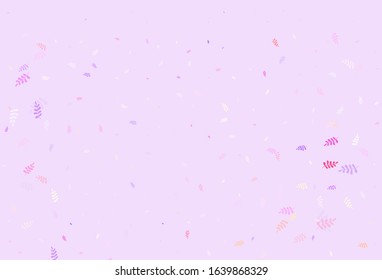 Light Pink, Yellow vector natural background with leaves. Colorful abstract illustration with leaves in doodle style. Textured pattern for websites, banners.
